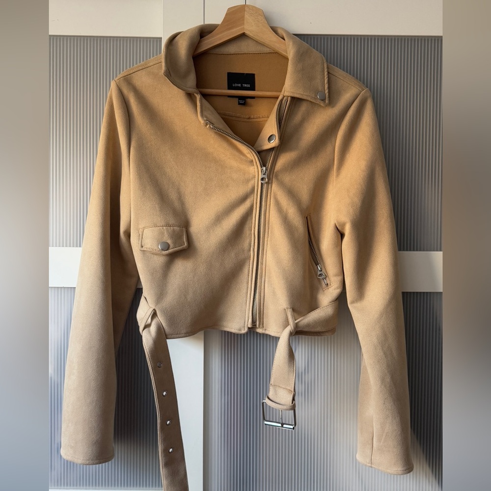 Love Tree Cropped Moto Jacket